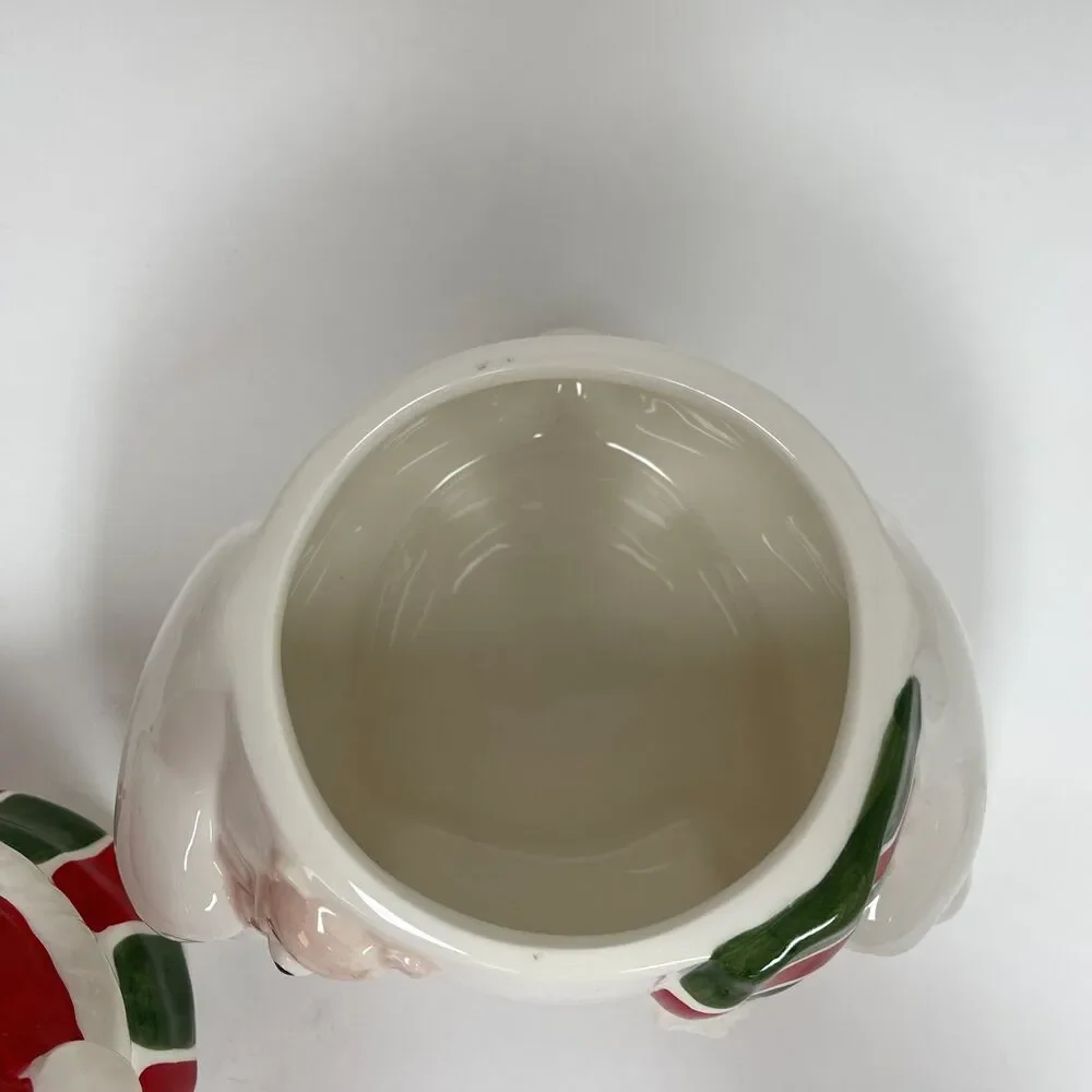 Homco 1991 Cookie Jar Canister Teddy Bear White Red Green‎ 8